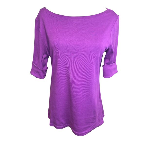 Lauren Ralph Lauren Purple Boat Neck Tee – Size L - Picture 1 of 6